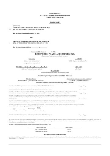 Thumbnail Regeneron Pharmaceuticals 10-K Annual Report 2013