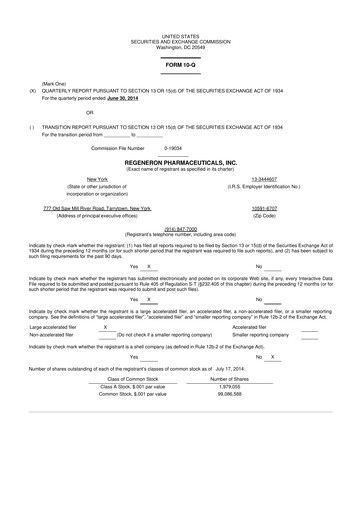 Thumbnail Regeneron Pharmaceuticals 10-Q Quarterly Report FY2014 