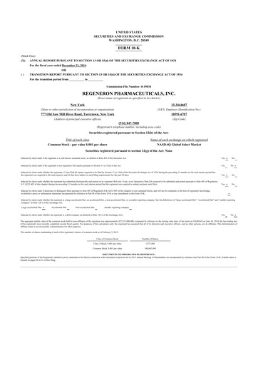 Thumbnail Regeneron Pharmaceuticals 10-K Annual Report 2014