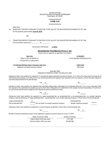Thumbnail Regeneron Pharmaceuticals 10-Q Quarterly Report FY2016 