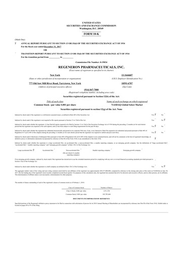 Thumbnail Regeneron Pharmaceuticals 10-K Annual Report 2017