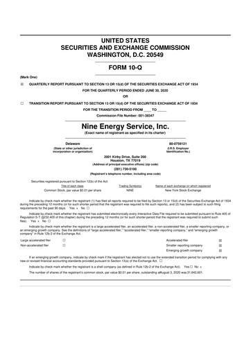 Thumbnail Nine Energy Service
 10-Q Quarterly Report FY2020 