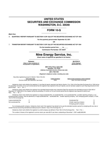 Thumbnail Nine Energy Service
 10-Q Quarterly Report FY2021 