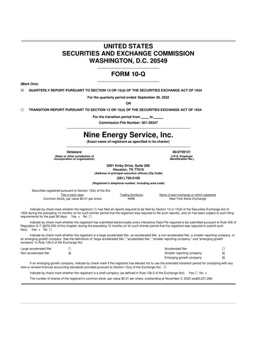Thumbnail Nine Energy Service
 10-Q Quarterly Report FY2022 