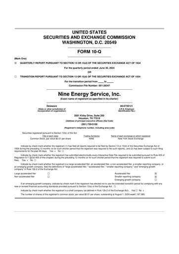 Thumbnail Nine Energy Service
 10-Q Quarterly Report FY2024 