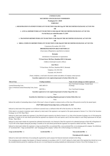 Thumbnail Brookfield Renewable Partners 20-F Annual Report 2019