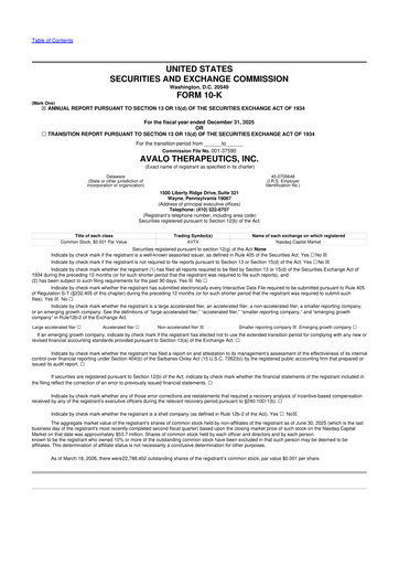 Thumbnail Avalo Therapeutics 10-K Annual Report 2025