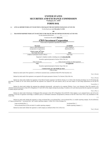 Miniature CION Investment Corporation 10-K Rapport annuel 