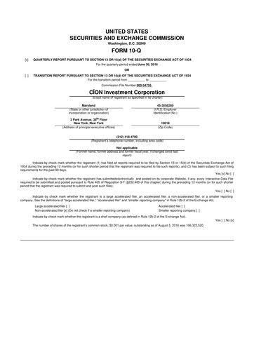 Thumbnail CION Investment Corporation 10-Q Quarterly Report FY 