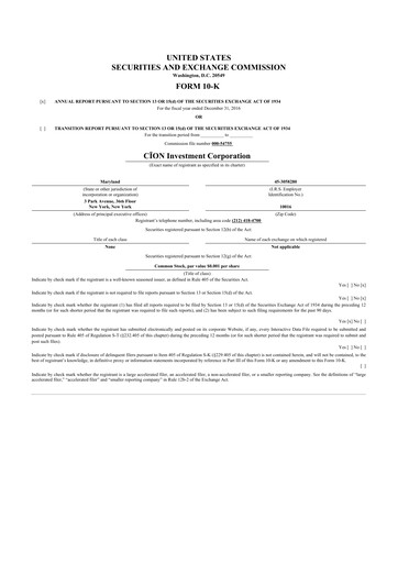 Miniature CION Investment Corporation 10-K Rapport annuel 
