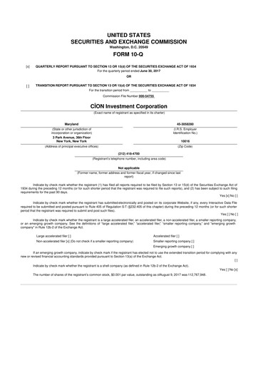 Thumbnail CION Investment Corporation 10-Q Quarterly Report FY 