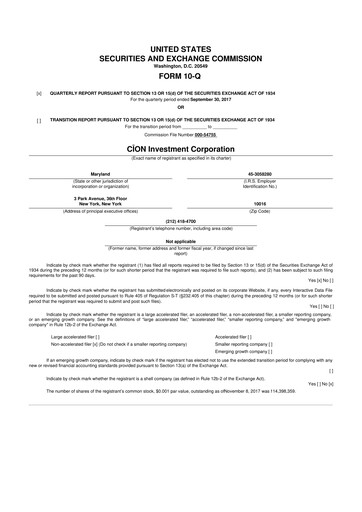Thumbnail CION Investment Corporation 10-Q Quarterly Report FY 