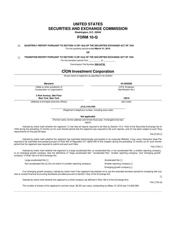 Thumbnail CION Investment Corporation 10-Q Quarterly Report FY 