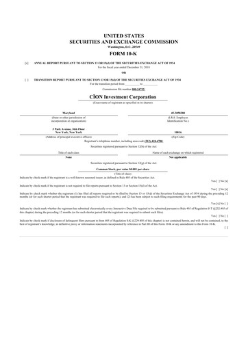 Miniature CION Investment Corporation 10-K Rapport annuel 