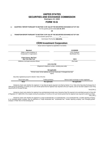 Thumbnail CION Investment Corporation 10-Q Quarterly Report FY 