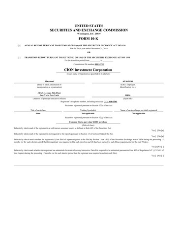 Miniature CION Investment Corporation 10-K Rapport annuel 