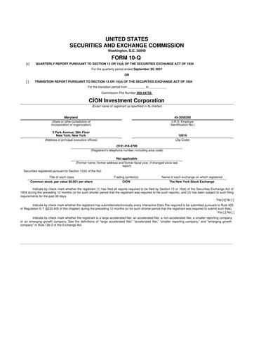 Thumbnail CION Investment Corporation 10-Q Quarterly Report FY 