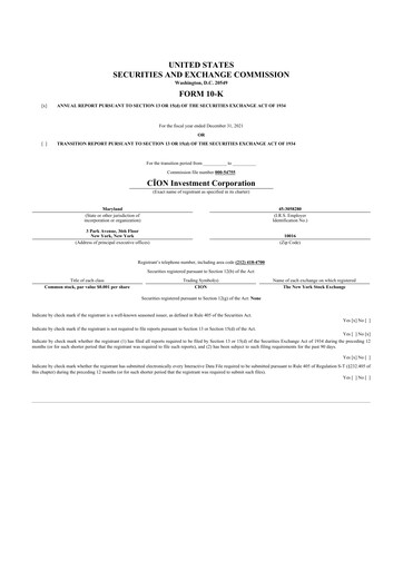 Miniature CION Investment Corporation 10-K Rapport annuel 