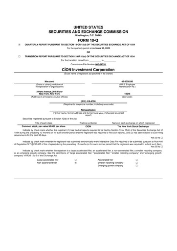 Thumbnail CION Investment Corporation 10-Q Quarterly Report FY2022 