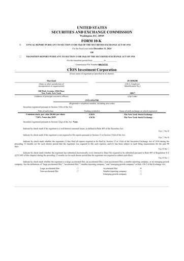 Miniature CION Investment Corporation 10-K Rapport annuel 2024