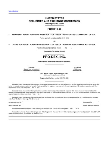 Miniature Pro-Dex 10-Q Rapport trimestriel 2013 