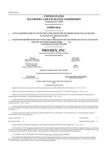 Vorschaubild Pro-Dex 10-K Jahresbericht 2013