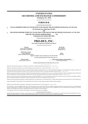 Vorschaubild Pro-Dex 10-K Jahresbericht 2014