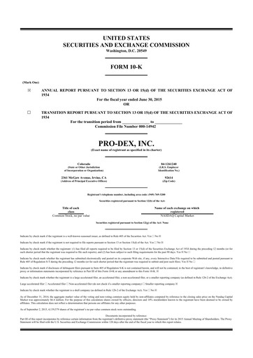 Vorschaubild Pro-Dex 10-K Jahresbericht 2015