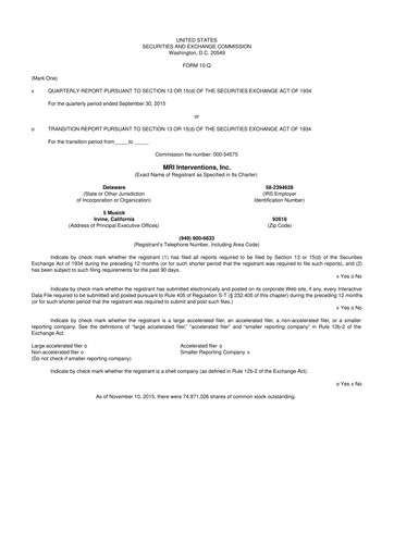 Miniature ClearPoint Neuro 10-Q Rapport trimestriel 2015 