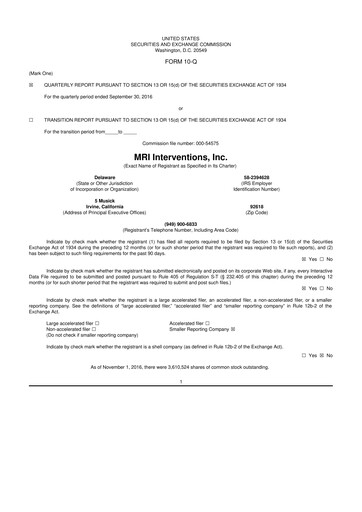 Miniature ClearPoint Neuro 10-Q Rapport trimestriel 2016 