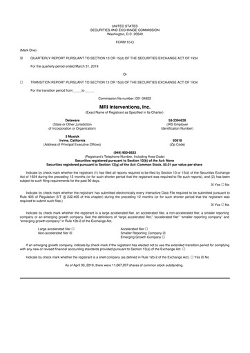 Miniature ClearPoint Neuro 10-Q Rapport trimestriel 2019 