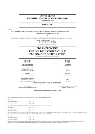 Thumbnail PBF Energy
 10-K Annual Report 2013