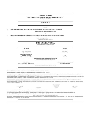 Thumbnail PBF Energy
 10-K Annual Report 2016