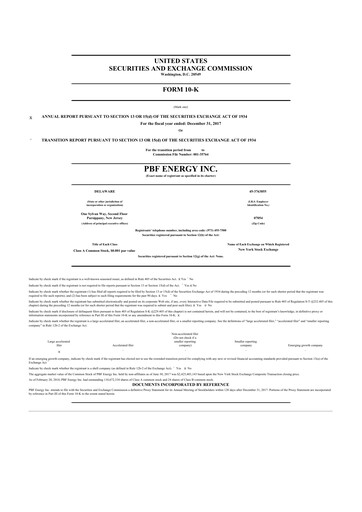 Thumbnail PBF Energy
 10-K Annual Report 2017