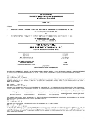 Thumbnail PBF Energy
 10-Q Quarterly Report FY2018 