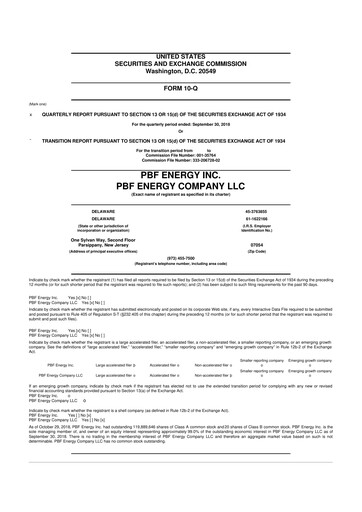 Thumbnail PBF Energy
 10-Q Quarterly Report FY2018 