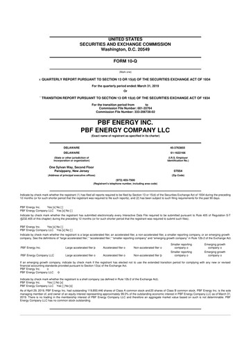 Thumbnail PBF Energy
 10-Q Quarterly Report FY2019 