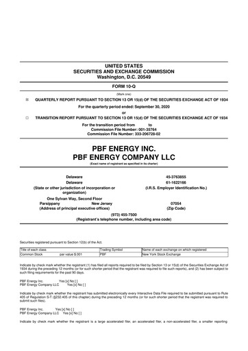Thumbnail PBF Energy
 10-Q Quarterly Report FY2020 