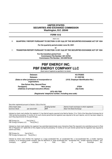 Thumbnail PBF Energy
 10-Q Quarterly Report FY2021 