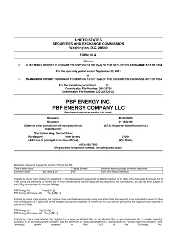 Thumbnail PBF Energy
 10-Q Quarterly Report FY2021 