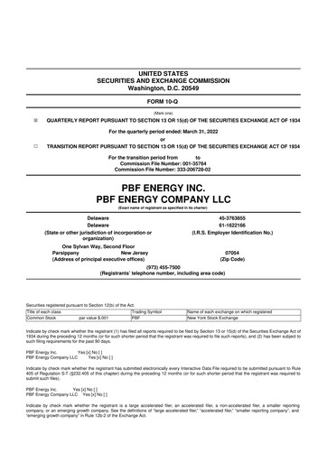 Thumbnail PBF Energy
 10-Q Quarterly Report FY2022 