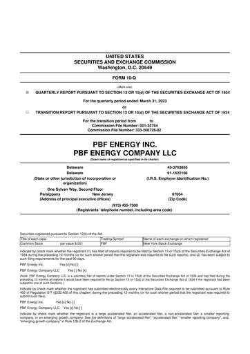 Thumbnail PBF Energy
 10-Q Quarterly Report FY2023 