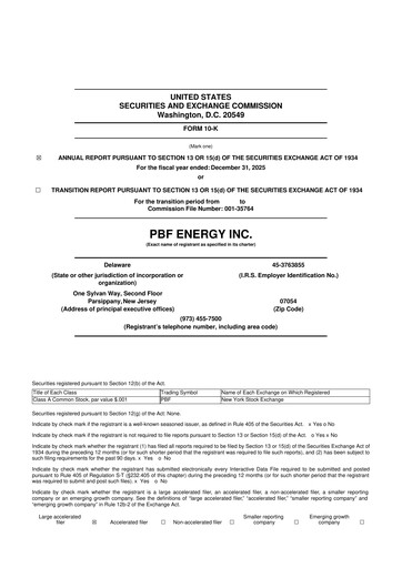 Thumbnail PBF Energy
 10-K Annual Report 2025