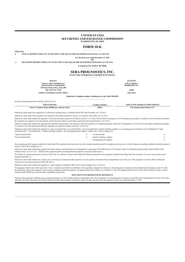 Thumbnail Sera Prognostics 10-K Annual Report 2022