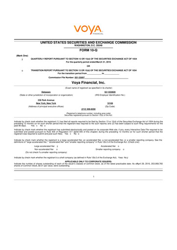 Thumbnail Voya Financial
 10-Q Quarterly Report FY2016 