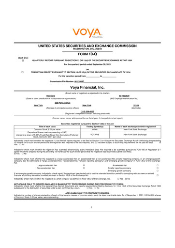 Thumbnail Voya Financial
 10-Q Quarterly Report FY2021 