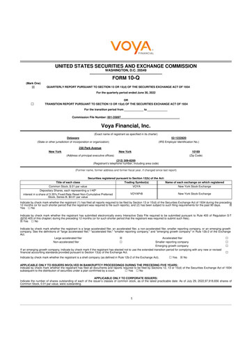 Thumbnail Voya Financial
 10-Q Quarterly Report FY2022 