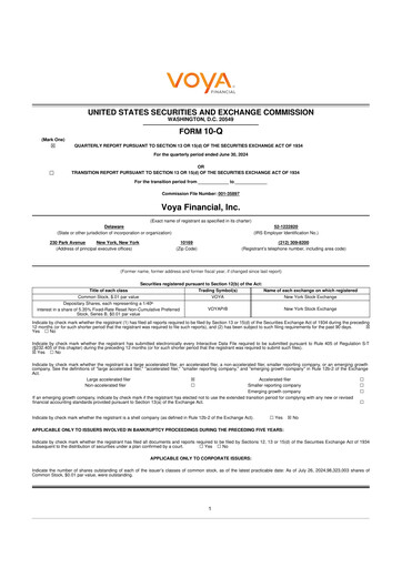 Thumbnail Voya Financial
 10-Q Quarterly Report FY2024 