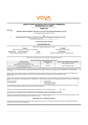 Thumbnail Voya Financial
 10-Q Quarterly Report FY2025 