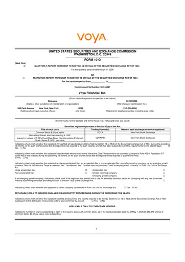 Thumbnail Voya Financial
 10-Q Quarterly Report FY 
